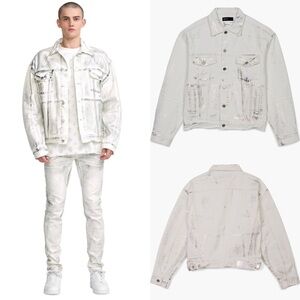 Purple brand P027 X Ray Iridescent Wave Foil Oversized Jean Jacket